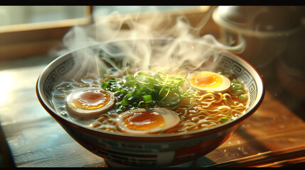 Delicious High-Resolution Ramen Bowl with Perfect Toppings 