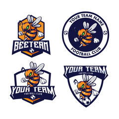 set of badges bee for team soccer