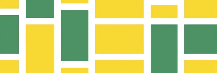 A banner with a pattern of green and yellow rectangles separated by white lines