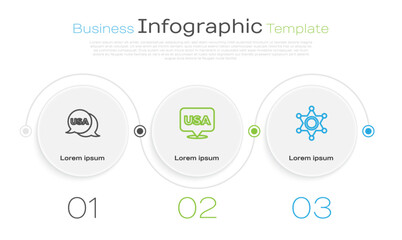 Set line USA Independence day, and Hexagram sheriff. Business infographic template. Vector