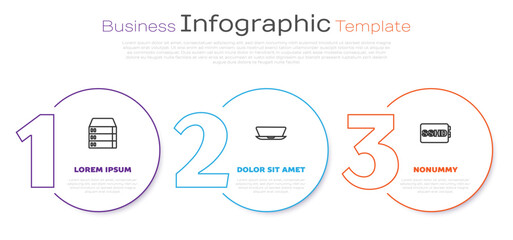 Set line Server, Data, Web Hosting, Laptop and SSHD card. Business infographic template. Vector