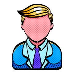 Doctor halftone icon hand drawn color vector illustration