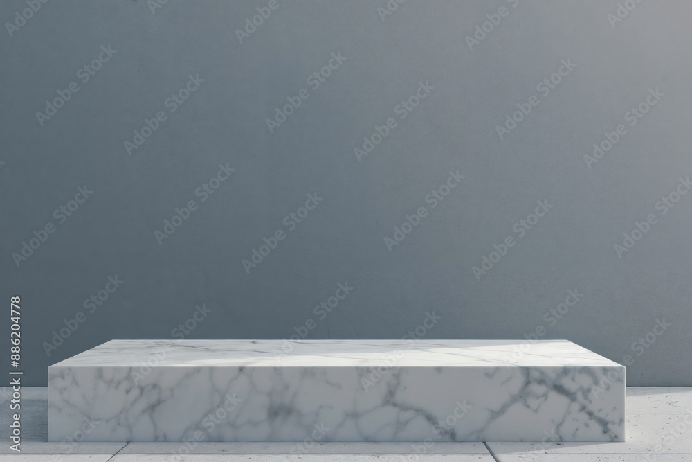 Poster Empty marble top table on grey background with copy space for product display