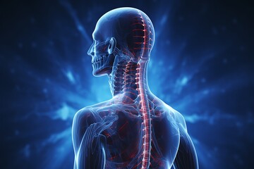 3d rendered illustration of a male having pain in the neck.