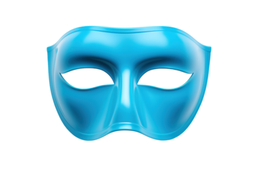 A Single Blue Venetian Masquerade Mask for a Mysterious Night on a White or Clear Surface PNG Transparent Background.