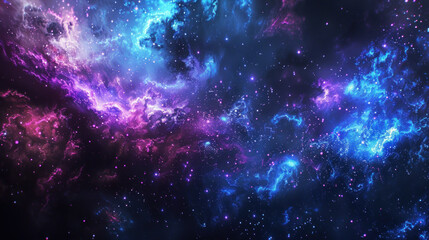 Obraz premium Neon lights dance across a black canvas, a cosmic wonderland of blue and purple hues. Stars burst in vibrant colors, painting an ethereal canvas that transports you to another realm.