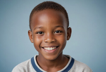 Portrait view of a regular happy smiling Lesotho boy, ultra realistic, candid, social media, avatar image, plain solid background