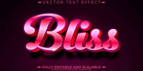 Bliss pink sticker text effect, editable princess and love text style