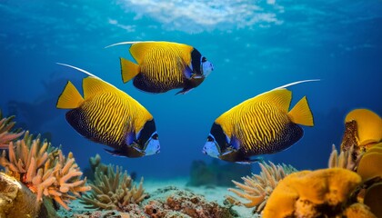Obraz premium Angelfish Frolic Among Coral and Sponges