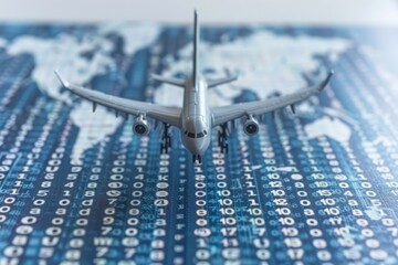 Global connectivity  airplane on world map for data transfer, cyber tech, business networking