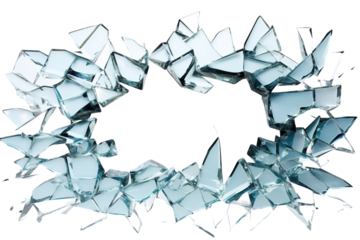 A Shattered Glass Frame of Infinite Possibilities on a White or Clear Surface PNG Transparent Background.