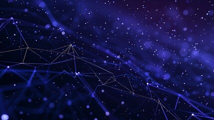 Wireframe background with a blue plexus effect, featuring sharp, geometric shapes and a dark, starry night sky. Simple, minimalist, and colorful.