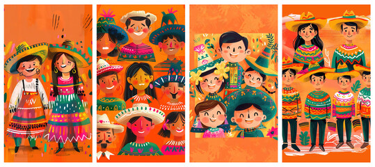 Fototapeta premium Latin kids, social media story background, used for Hispanic Heritage Month advertising.