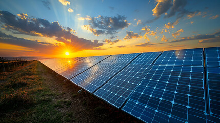 solar panels glistening under the radiant sun, symbolizing a clean energy future and the progression towards sustainable development in the era of energy transition and carbon-free electricity.