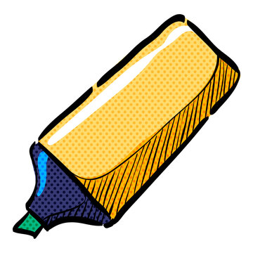 High light pen halftone icon hand drawn color vector illustration