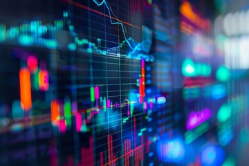 Fototapeta premium Business Charts and Graphs on a Computer Screen Showing Market Analysis