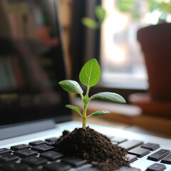 Warm computer side, grew out of a small sapling
