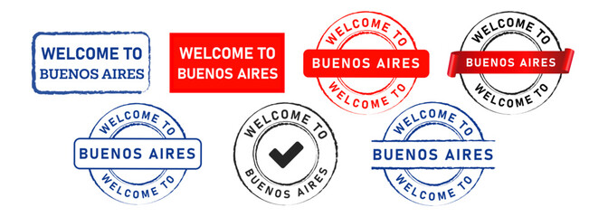 welcome to buenos aires circle and square stamp sign for destination argentina country