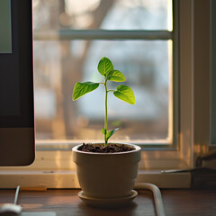 Warm computer side, grew out of a small sapling