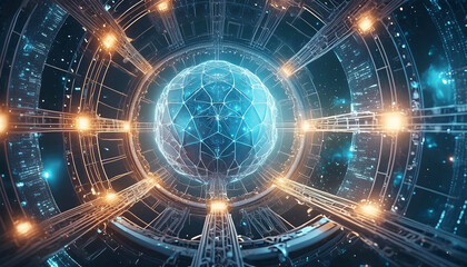 Obraz premium Internal workings of the internet, abstract, cinematic, 4k technology background image