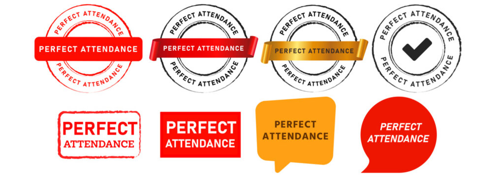 perfect attendance stamp seal badge labels ticker sign for excellent accomplished performance