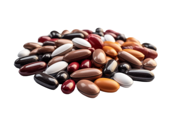 A Colorful Symphony of Dietary Supplements in a White Studio on a White or Clear Surface PNG Transparent Background.