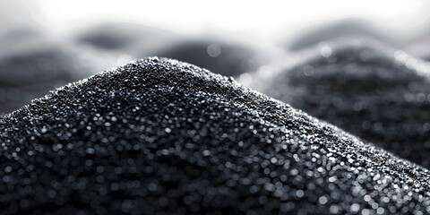 Ebony Silica Sand Pile A Versatile Resource in Construction, Farming, and Purification. Concept Construction Materials, Agriculture Resources, Silica Sand Uses, Purification Techniques