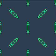 Line Pencil with eraser icon isolated seamless pattern on blue background. Drawing and educational tools. School office symbol. Vector