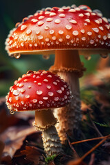 Obraz premium Fly agarics in rich detail