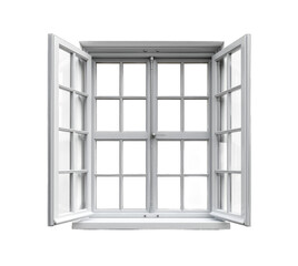 Obraz premium White open window isolated on transparent background cutout PNG