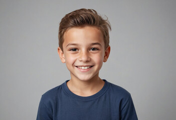 Portrait view of a regular happy smiling Albania boy, ultra realistic, candid, social media, avatar image, plain solid background