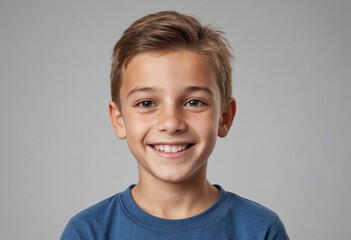 Portrait view of a regular happy smiling Bosnia and Herzegovina boy, ultra realistic, candid, social media, avatar image, plain solid background