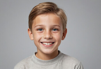 Portrait view of a regular happy smiling Czech Republic boy, ultra realistic, candid, social media, avatar image, plain solid background