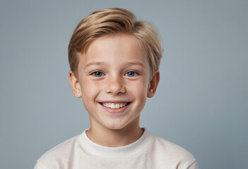 Portrait view of a regular happy smiling Finland boy, ultra realistic, candid, social media, avatar image, plain solid background
