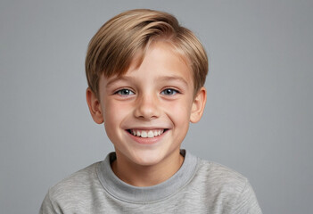 Portrait view of a regular happy smiling Germany boy, ultra realistic, candid, social media, avatar image, plain solid background