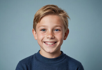 Portrait view of a regular happy smiling Iceland boy, ultra realistic, candid, social media, avatar image, plain solid background