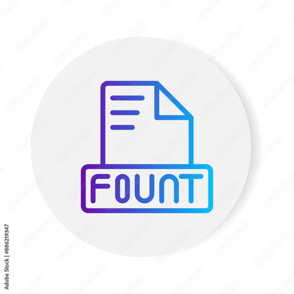 Fototapete Fount document format file icon. with gradient outlines. vector illustration.
