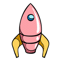 Rocket halftone icon hand drawn color vector illustration