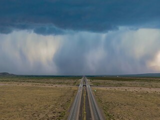 Dark brooding storm over Insterstate 25 in La Joya, near Albuquerque ,New Mexico, United States of...