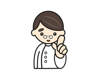 指さしポーズの歯科医