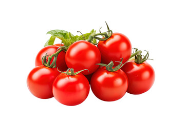 A Cluster of Ripe Tomatoes Ready for the Harvest on a White or Clear Surface PNG Transparent Background.