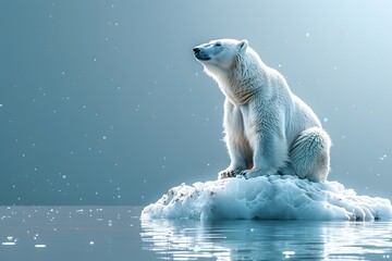 Polar Bear on a Melting Iceberg in the Arctic Ocean