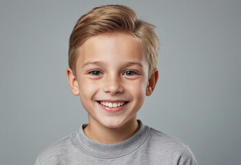 Portrait view of a regular happy smiling Lithuania boy, ultra realistic, candid, social media, avatar image, plain solid background