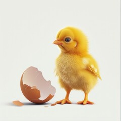 Fototapeta premium Newly hatched chick with eggshell