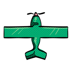 World War vintage airplane halftone icon hand drawn color vector illustration