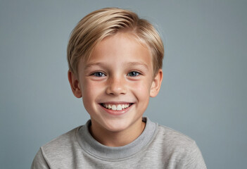 Portrait view of a regular happy smiling Norway boy, ultra realistic, candid, social media, avatar image, plain solid background
