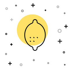 Black line Lemon icon isolated on white background. Random dynamic shapes. Vector