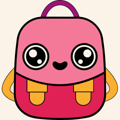 Student Cartoon Bag Vector Art Illustration