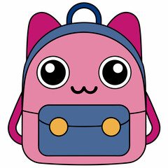 Student Cartoon Bag Vector Art Illustration