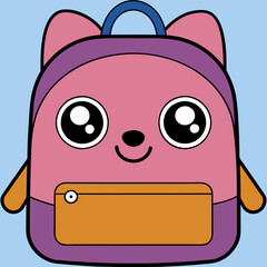 Student Cartoon Bag Vector Art Illustration